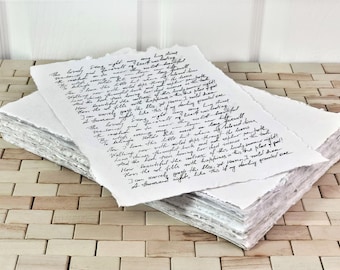 Büttenrandpapier, antikes Vintage-Handgeschöpftes Papier, handgerissenes Papier für Einladungen, Hochzeitspapier, handgemachtes individuelles Briefpapier, individuelles Papier