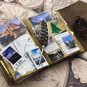 Diario de cuero personalizado, cuaderno de cuero hecho a mano, diario de escritura, libro de viajes, regalo personalizado para mujeres, regalo de cumpleaños