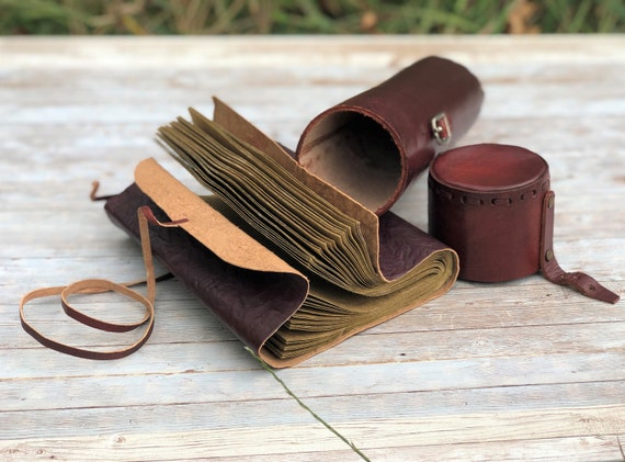 Leather Journal Writing Notebook - Antique Handmade Leather Bound Daily Notepad