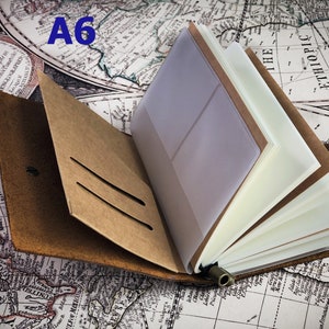 Personlig anteckningsbok i läder - A6 A5 anteckningsblock i äkta läder - Daglig anteckningsbok med korthållare - Personlig anteckningsbok för män och kvinnor A6 Blank pages