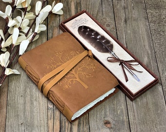 Leather Journal for Women and Men, Leather Notebook, Handmade Deckle Edge Cotton Paper, Genuine Leather Bound Journal, Unique Gift for Women