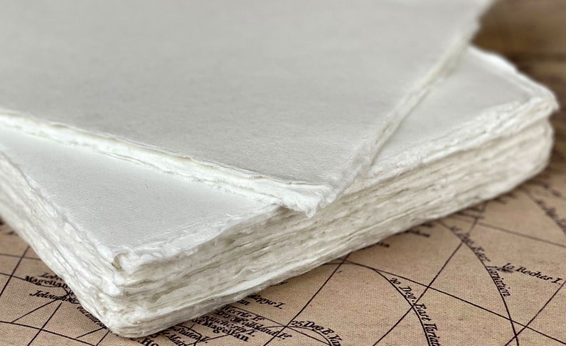 Deckle Edge Paper, Antique Vintage Handmade Paper, Hand Torn Paper for Invitations, Wedding Paper, Handmade Custom Stationery, Custom Paper image 3