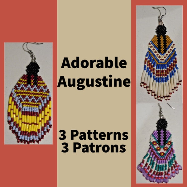 Three Patterns, Woman beaded earrings pattern, Instant Download, Miyuki Seed beads , Long earrings, Easy to Read, PDF ou Word, High quality