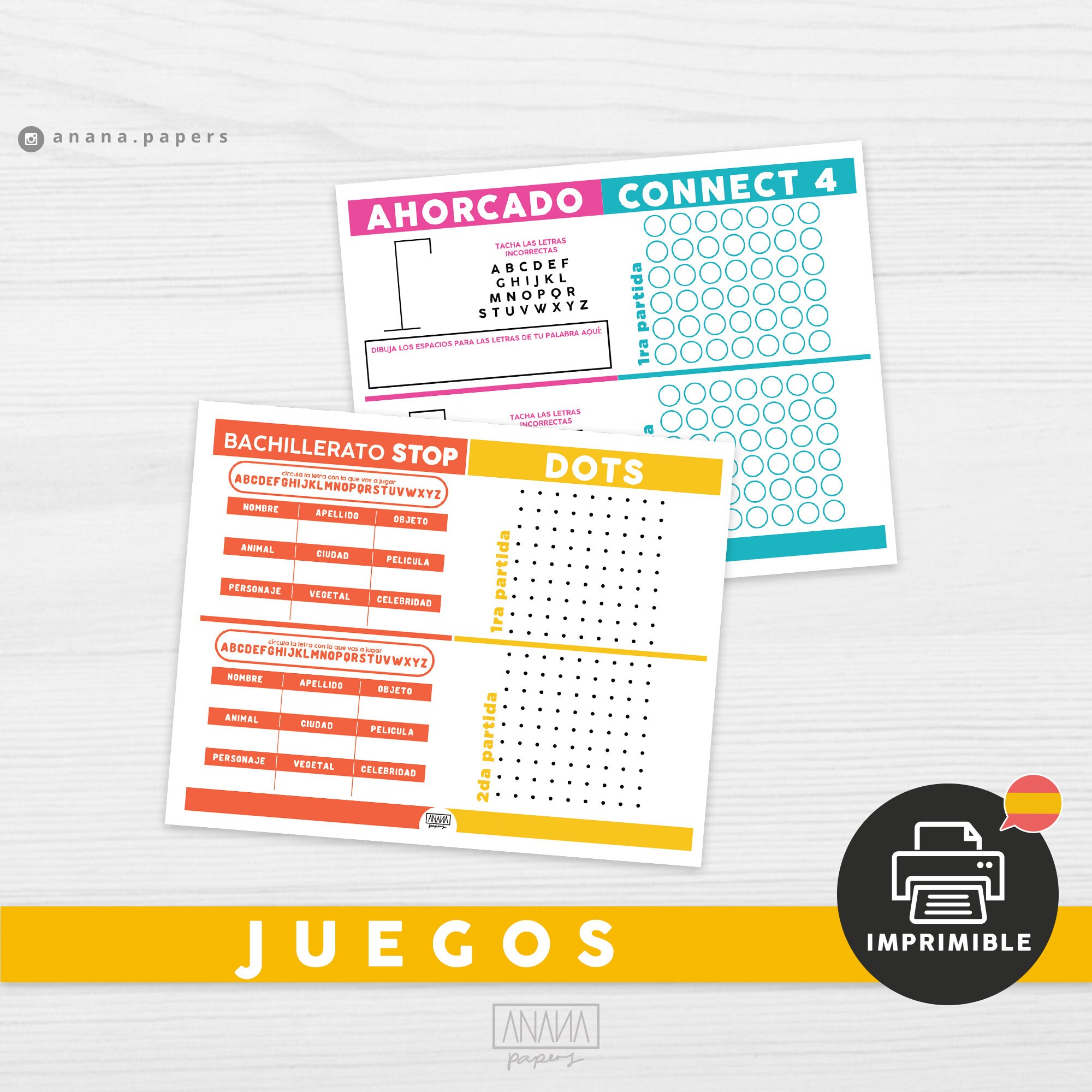 JUEGOS PARA IMPRIMIR / Bachillerato Stop / Juegos De Mesa / Table Games /  Family Games / Juegos Para Familia/entertainment 