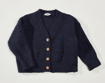 Oversized Acrylic Toddler Cardigan: Unisex V-Neck Sweater