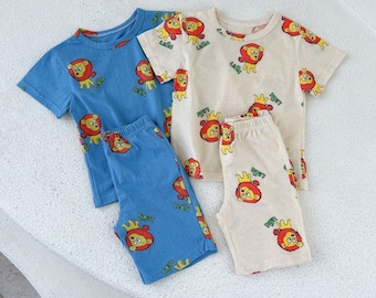 Lion Print Cotton Toddler Summer Set