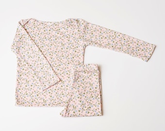 Baby & Toddler Flower Print Lounge Set: Long Sleeve Pajamas (Made In USA)