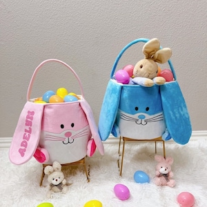 Personalized Easter Bunny Basket, personalized easter basket, blue easter bunny, easter basket for boys, kids Easter Basket