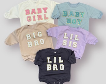 Applique Graphic Oversized Baby Romper: Big Brother Outfit
