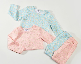 Dahlia Toddler Lounge Set// Kids Lounge Set// Flower print Lounge Set// Toddler PJ Set // Made in USA