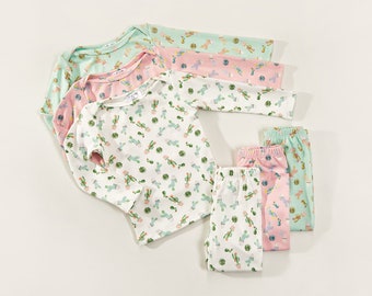 Baby & Toddler Long sleeve lounge Set// Long Sleeve Pajama Set // Toddler Sleepwear // kids sleepwear set// cactus print // Made In USA