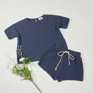 Cotton Clothing Set | Summer Neutral Clothing | Retro Clothes | Muslin Toddler 2 Pieces | Kids Outfit |Summer Clothes