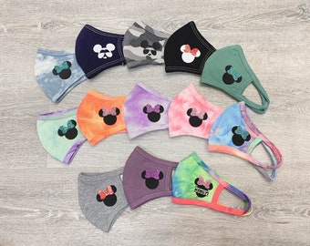 Personalized Kids & Adult Disney 3D Face Mask// Washable Face Mask// Reusable Face Mask// Tie Dye fabric // Made in USA
