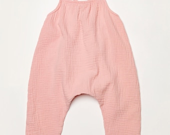 Retro Gauze Baby Romper: Unisex Summer Overall, Made in USA