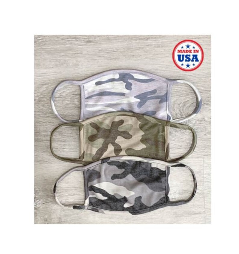 Ready to Ship!!! Adults/Kids Face Mask with Filter Pocket -100% Cotton- MADE In USA - Washable, Reusable in Camo 