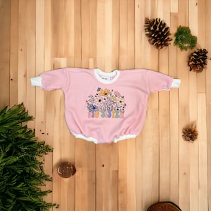 Big Sister To be- Retro Kids Pregnancy Announcement baby oversized Romper- Pregnancy Reveal Romper-  Sibling Natural Infant Romper