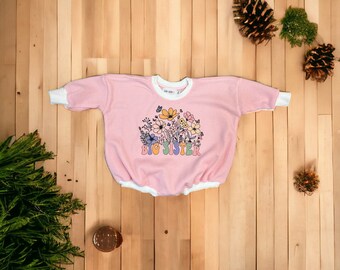 Big Sister Floral Romper: Retro Pregnancy Announcement