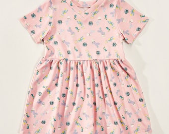 Cactus Print Baby & Toddler Dress: V-Neck Summer Kids Dress (Made in USA)
