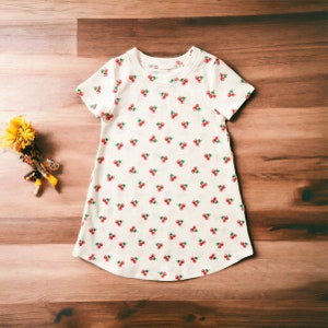Kids Summer Short Sleeve Dress | Floral Dress | Toddler Summer Dress | Cherry Print Dress | Kids Play Dress