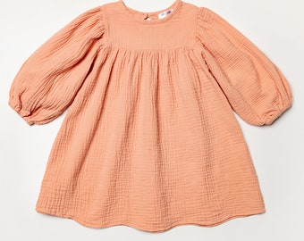 Toddler Cotton Dress: Bishop Sleeves, USA Made