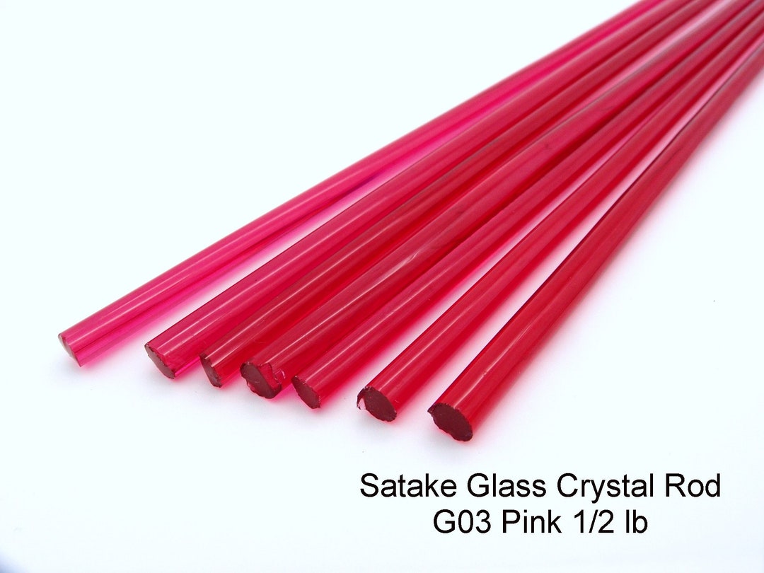 Pink Glass Rods Satake G03 Pink Crystal Lead Glass Rods: Beads, Lampwork Supplies (1/2 ...