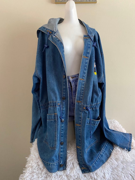 Vtg Denim Mickey Mouse Trench Coat