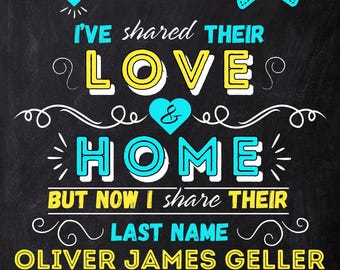 Adoption Announcement Sign-Personalized Chalkboard Sign-Girl or Boy Adoption Sign-Adopted Photo Prop-blue/yellow-pink/purple-orange/green