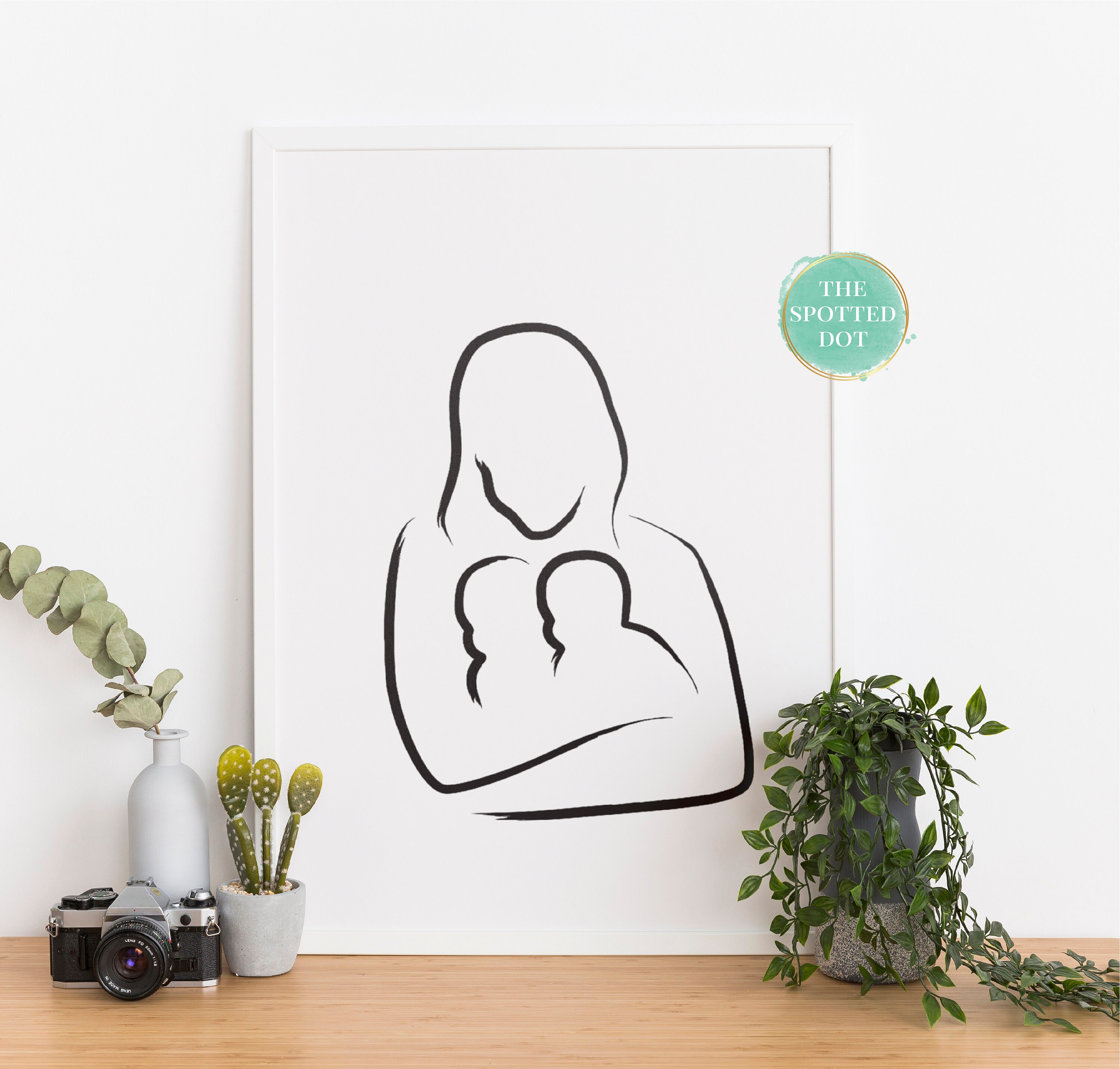 Digital Prints Prints DIGITAL Twins single Line drawing Infant Wall Art