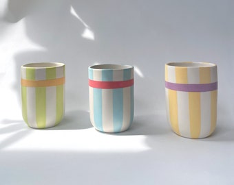 Porcelain Candy Striped Cups