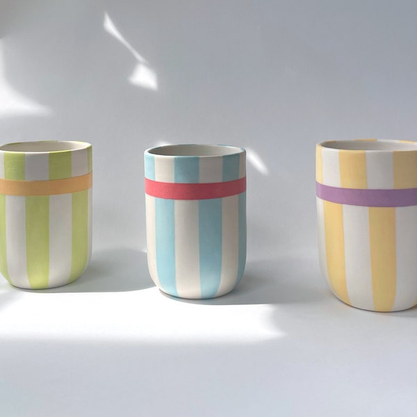 Porcelain Candy Striped Cups