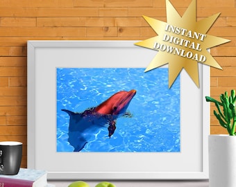 Printable Dolphin Wall Art Print Poster, Saying Hello - 12 Images, INSTANT DIGITAL DOWNLOAD!