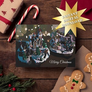 Miniatuur keramische kersthuizen, afdrukbare kunstbestanden voor het maken van zelfgemaakte geschenken - 12 afbeeldingen, instant digitale download!