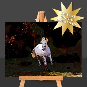 White Horse Printable Wall Art Print Poster for Horse Lovers - 12 Images, INSTANT DIGITAL DOWNLOAD!