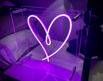 LED Neon Sign - Heart Light Box, Custom Neon Sign, Wedding, Valentine's Day, Love