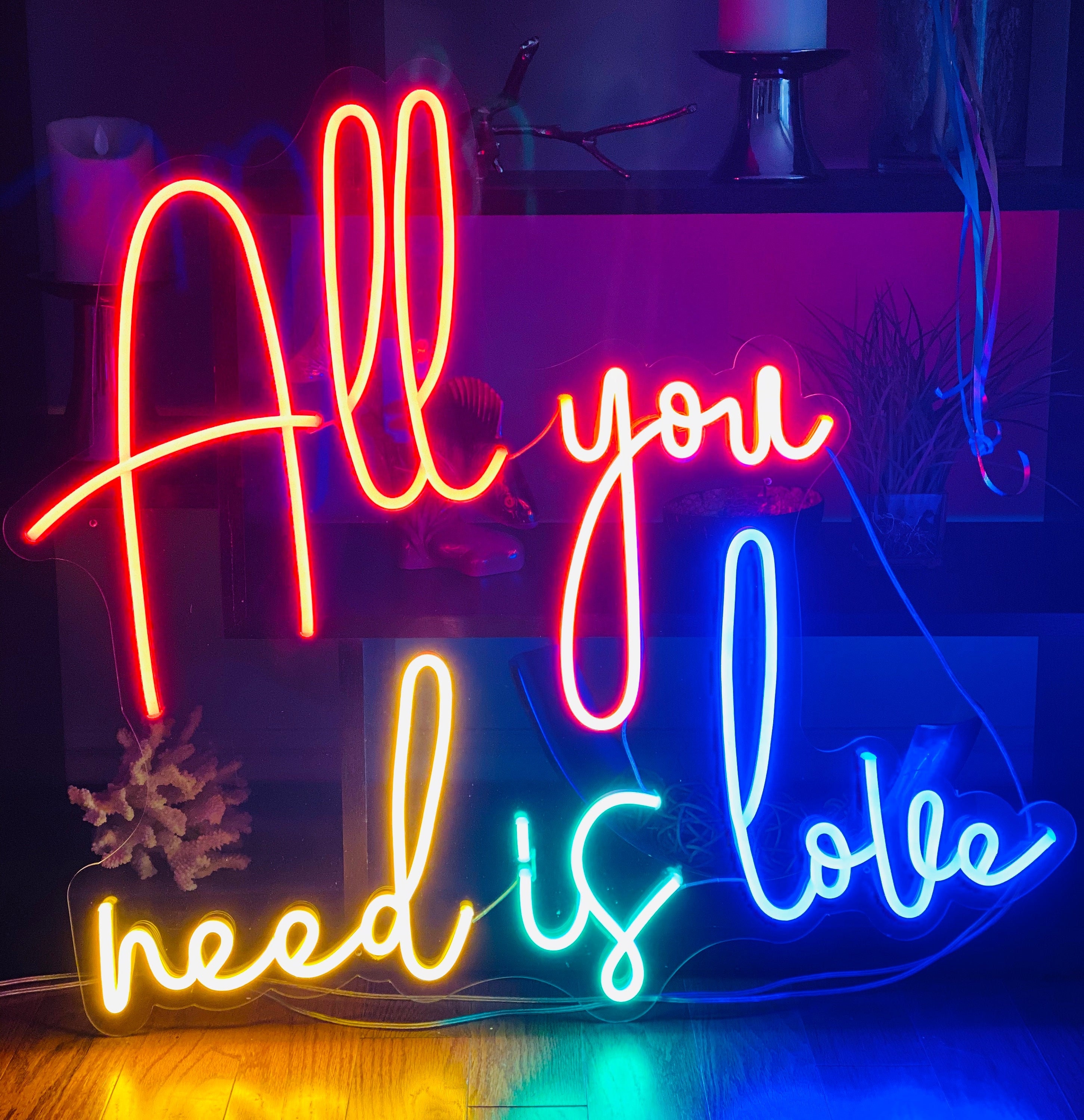 LED Neon Sign All You Need is Love Rainbow Custom Neon Etsy