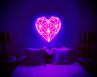 Premium LED Wedding Neon Sign - Geometric Heart, Wedding, Valentine's Day, Custom neon LED sign
