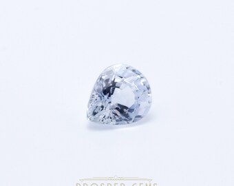 0.8cts Natural White Sapphire Loose Gemstone, Pear Cut 6x5mm