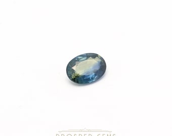 0.85ct, Natural Bi-Color Sapphire Gemstone, Oval 7x5mm - Parti Sapphire, Peacock Sapphire, Teal Sapphire