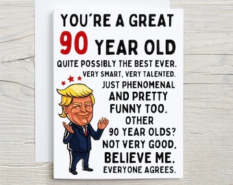 Carte de 90e anniversaire, cadeau de 90e anniversaire, 90e anniversaire, carte d’anniversaire, carte faite à la main, carte de voeux, carte d’anniversaire drôle, cadeau d’anniversaire heureux