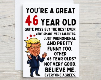 46th Birthday Card, 46th  birthday, 46th  birthday gift, happy 46th birthday, happy birthday card, funny birthday card, happy 46th birthday
