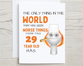 29th Birthday Card, funny 29th birthday card, 29th birthday gift idea, happy 29th birthday, happy birthday card, turning 29, for 29 year old