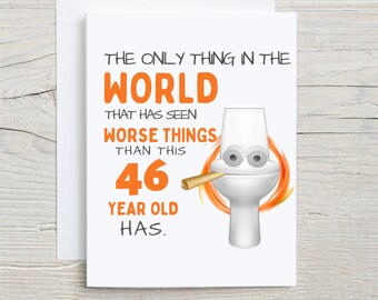 Funny 46th Birthday Card, funny 46th birthday card, 46th birthday gift idea, happy 46th birthday, happy birthday card, turning 46, bday card