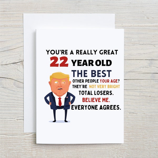 Funny 22nd Birthday Card, 22nd Birthday Card Trump, 22 Year Old Birthday Card, 22nd Birthday Gift, Birthday Card For 22 Year Old, gift idea