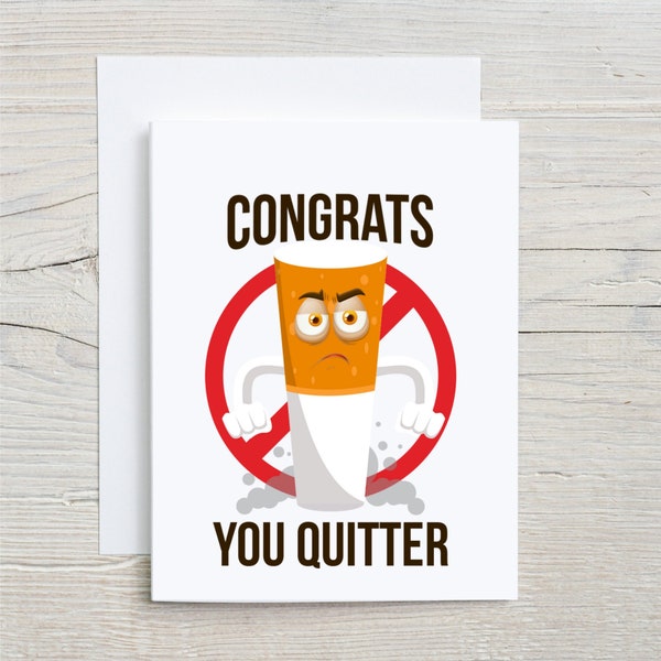 Congrats You Quitter,Quit smoking gift, quit smoking gift idea, Funny quit smoking card, quit smoking motivation, quitting smoking,bday card