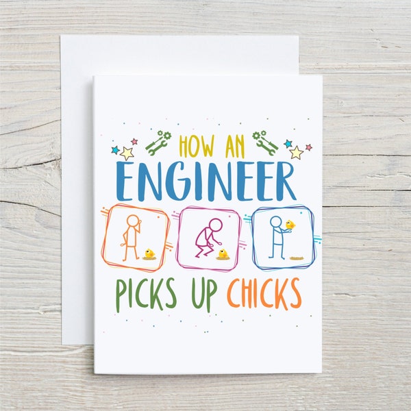 Engineer card, graduation card, funny engineer card, engineer, gift for engineer, funny engineer gift, birthday card, birthday gift