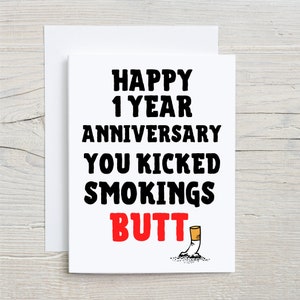 Happy Quit Smoking Anniversary, 1 jaar stoppen met roken, You Quit Smoking Card, Quit Smoking Card, Rookvrij