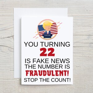 You Turning 22 es Fake News, 22nd Birthday Card, divertida tarjeta de cumpleaños 22, 22nd birthday gift idea, feliz cumpleaños 22, Matte Bday Card