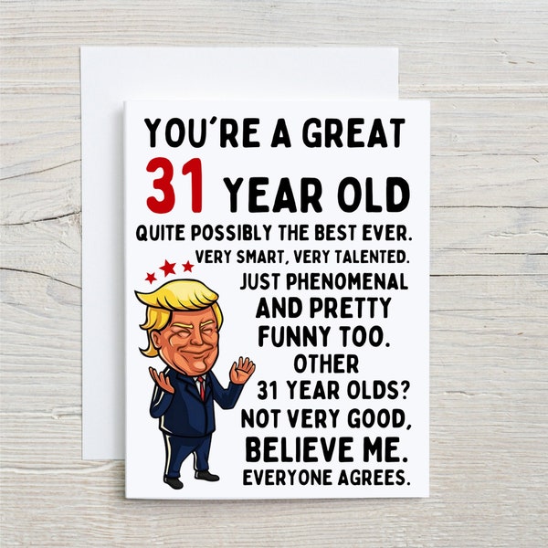 31st Birthday Card, 31st birthday, 31st birthday gift, happy 31st birthday, happy birthday card, funny birthday card, happy 31st birthday