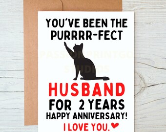 Funny 2nd Anniversary Card For Husband, 2 Year Married, Card For Husband, 2 Year Anniversary, Card For Him, Folded Greeting Card, Gift Idea