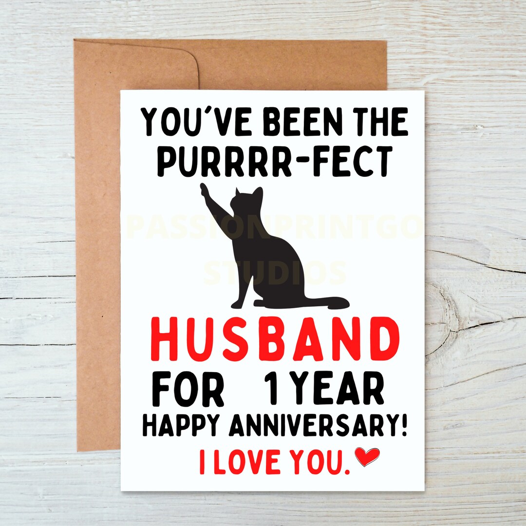1 Year Anniversary Card, Funny Anniversary, Husband Card, Valentines